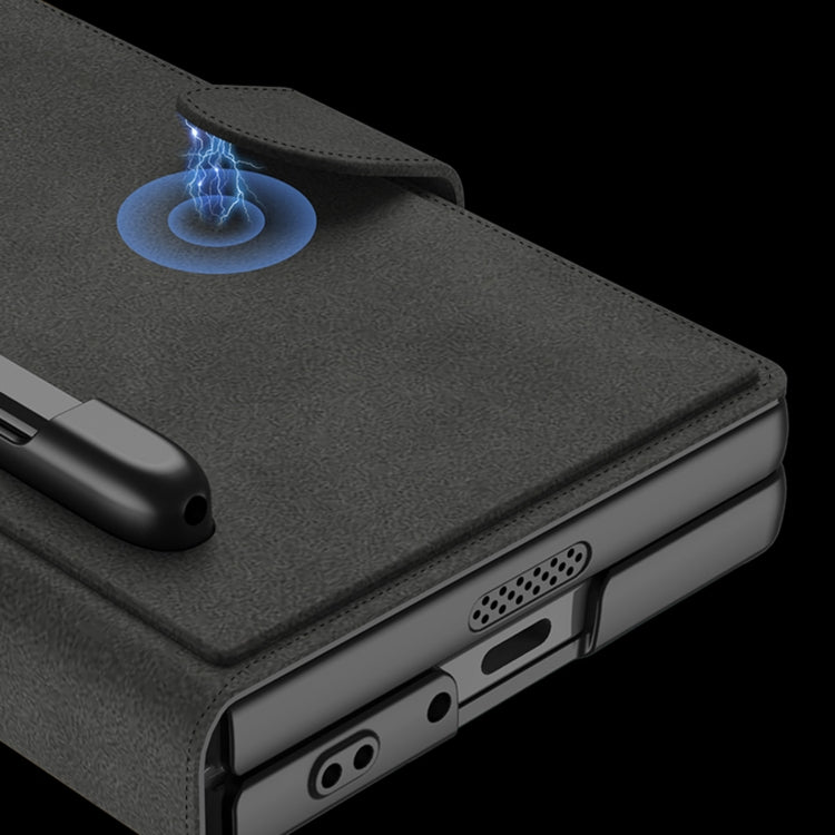 For Samsung Galaxy Z Fold6 GKK Integrated Armor Flip Leather Case with Pen Slot, Stylus Not Included(Titanium Grey)