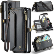 For Samsung Galaxy Z Fold3 CaseMe C36 Card Slots Zipper Wallet RFID Anti-theft Leather Phone Case(Black)