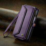 For Samsung Galaxy Z Fold3 CaseMe C36 Card Slots Zipper Wallet RFID Anti-theft Leather Phone Case(Purple)