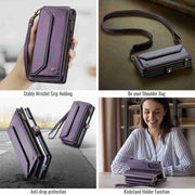 For Samsung Galaxy Z Fold4 CaseMe C36 Card Slots Zipper Wallet RFID Anti-theft Leather Phone Case(Purple)