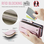 For Samsung Galaxy Z Fold4 CaseMe C36 Card Slots Zipper Wallet RFID Anti-theft Leather Phone Case(Pink)