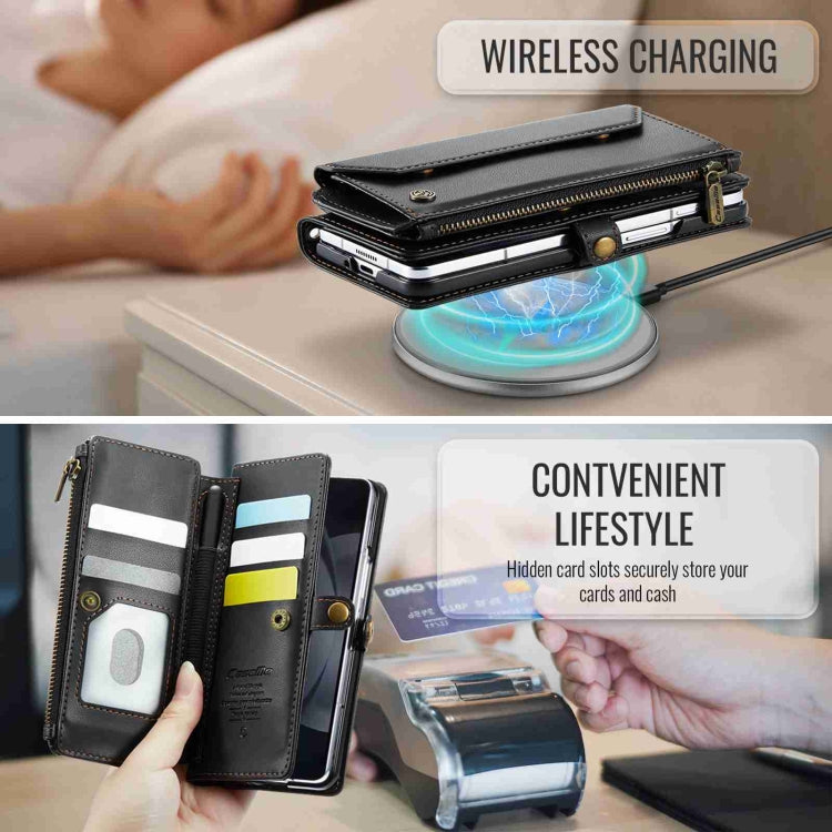 For Samsung Galaxy Z Fold5 CaseMe C36 Card Slots Zipper Wallet RFID Anti-theft Leather Phone Case(Black)