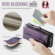 For Samsung Galaxy Z Fold5 CaseMe C36 Card Slots Zipper Wallet RFID Anti-theft Leather Phone Case(Purple)