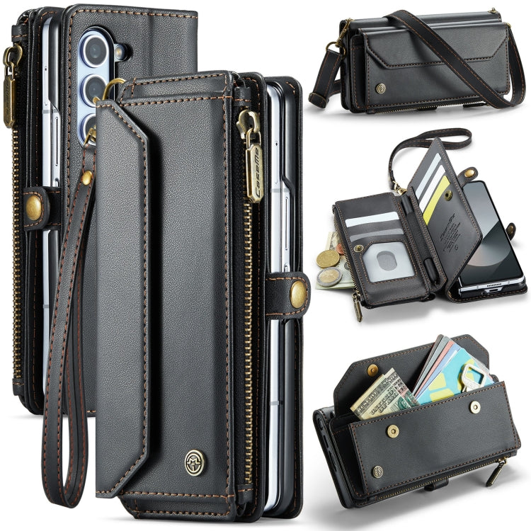 For Samsung Galaxy Z Fold6 5G CaseMe C36 Card Slots Zipper Wallet RFID Anti-theft Leather Phone Case(Black) - free shipping - PMC Jewellery - Order now!