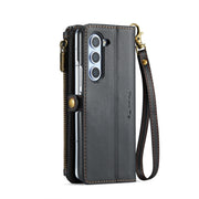 For Samsung Galaxy Z Fold6 5G CaseMe C36 Card Slots Zipper Wallet RFID Anti-theft Leather Phone Case(Black)