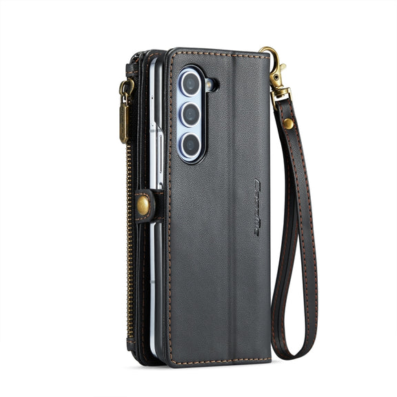 For Samsung Galaxy Z Fold6 5G CaseMe C36 Card Slots Zipper Wallet RFID Anti-theft Leather Phone Case(Black)