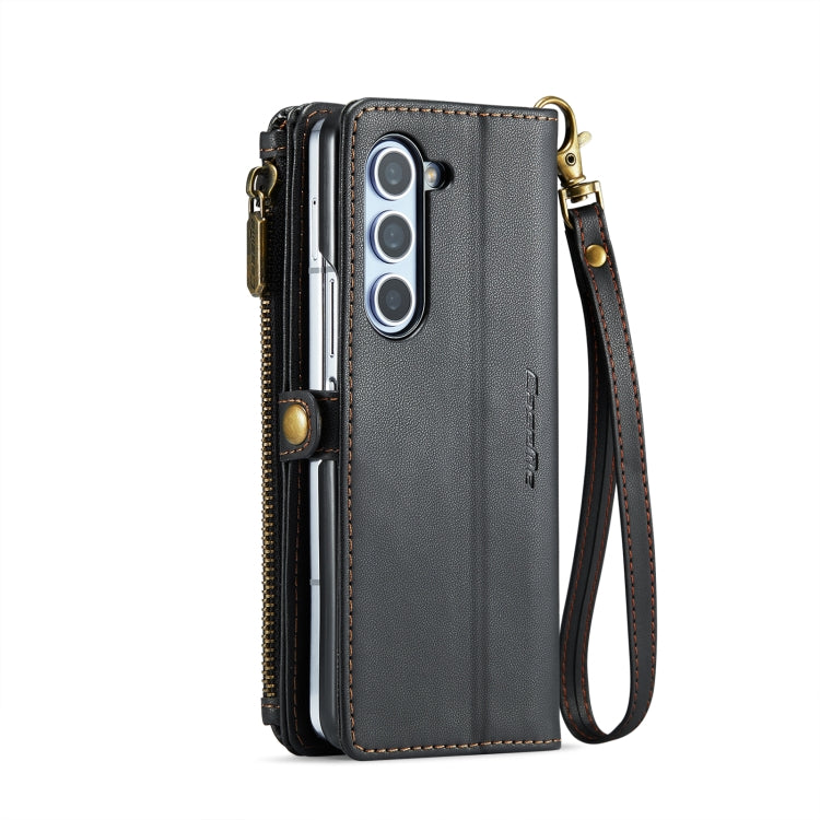 For Samsung Galaxy Z Fold6 5G CaseMe C36 Card Slots Zipper Wallet RFID Anti-theft Leather Phone Case(Black)