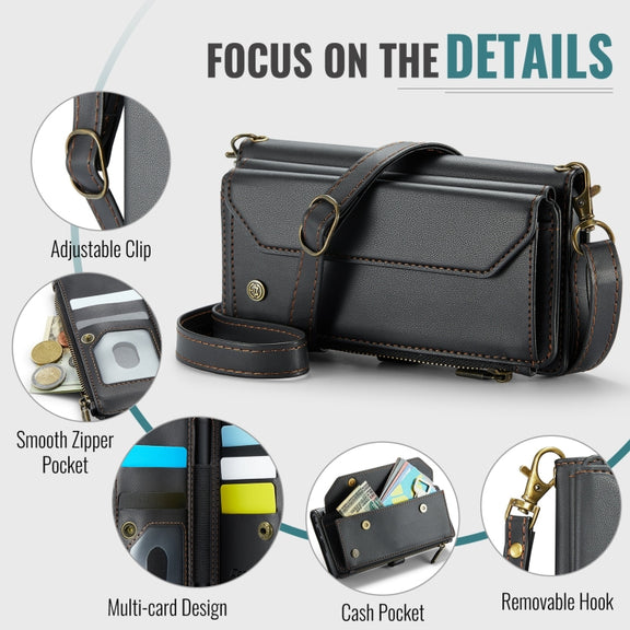 For Samsung Galaxy Z Fold6 5G CaseMe C36 Card Slots Zipper Wallet RFID Anti-theft Leather Phone Case(Black)