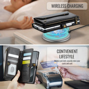 For Samsung Galaxy Z Fold6 5G CaseMe C36 Card Slots Zipper Wallet RFID Anti-theft Leather Phone Case(Black)