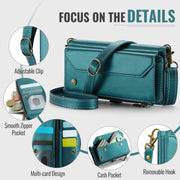 For Samsung Galaxy Z Fold6 5G CaseMe C36 Card Slots Zipper Wallet RFID Anti-theft Leather Phone Case(Blue-green)