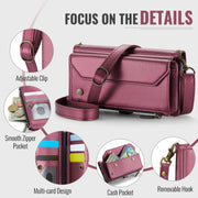 For Samsung Galaxy Z Fold6 5G CaseMe C36 Card Slots Zipper Wallet RFID Anti-theft Leather Phone Case(Wine Red)