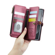 For Samsung Galaxy Z Fold6 5G CaseMe C36 Card Slots Zipper Wallet RFID Anti-theft Leather Phone Case(Wine Red)