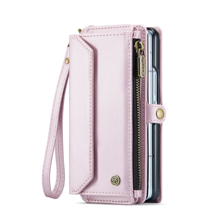 For Samsung Galaxy Z Fold6 5G CaseMe C36 Card Slots Zipper Wallet RFID Anti-theft Leather Phone Case(Pink)
