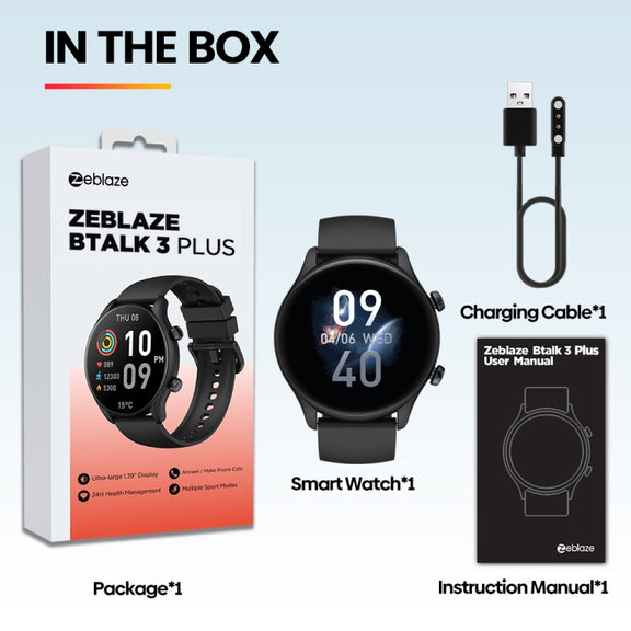 Zeblaze Btalk 3 Plus 1.39 inch Screen Fitness & Wellness Smart Watch Supports Voice Calling(Black)