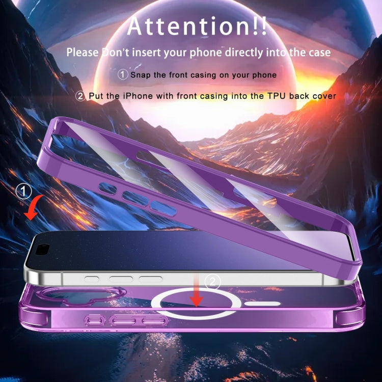 For iPhone 16 Plus Colorful MagSafe Magnetic PC Hybrid TPU Phone Case(Dark Purple)