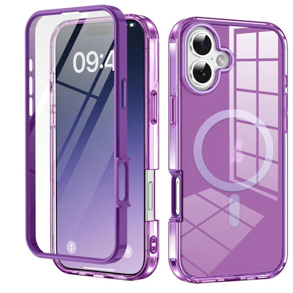 For iPhone 16 Plus Colorful MagSafe Magnetic PC Hybrid TPU Phone Case(Dark Purple)