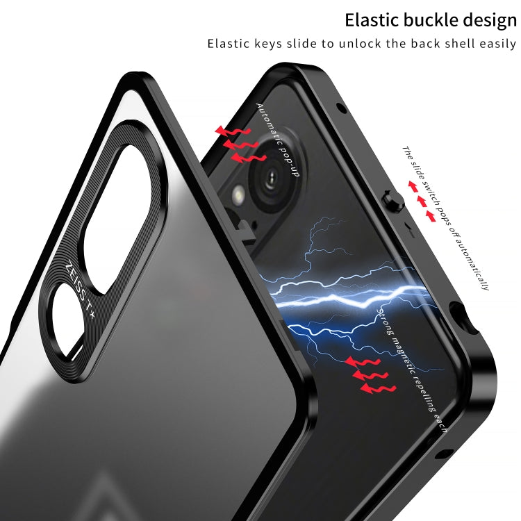 For Sony Xperia 1 V Snap Buckle Metal Frame Frosted Phone Case(Silver) - Sony Cases by PMC TechLife | Online Shopping South Africa | PMC TechLife | Buy Now Pay Later Mobicred
