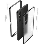 For Sony Xperia 1 V Snap Buckle Metal Frame Frosted Phone Case(Silver)