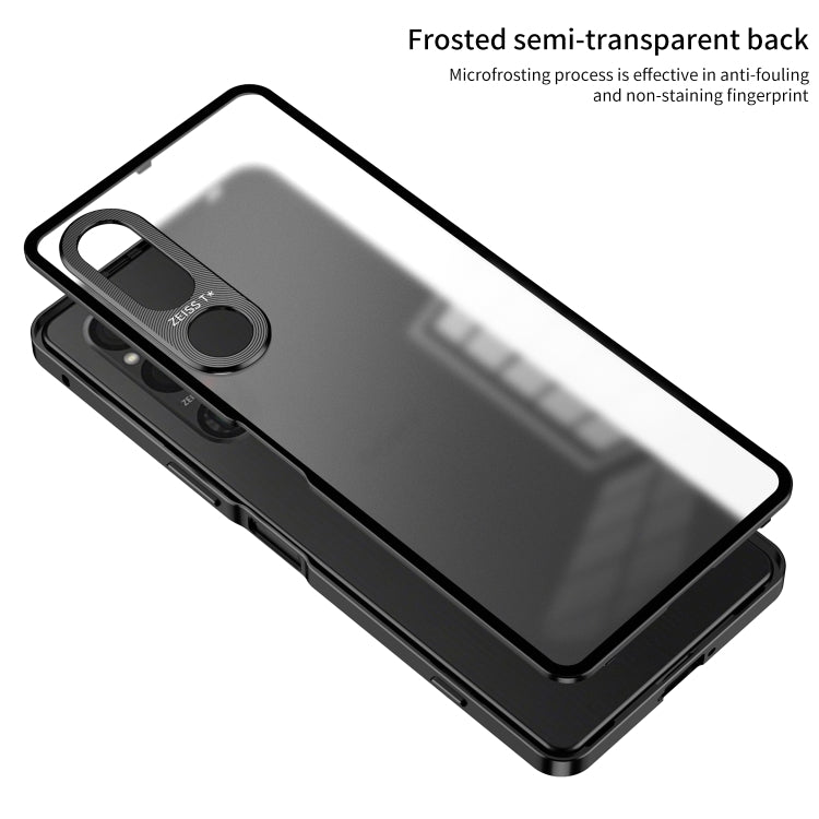 For Sony Xperia 1 V Snap Buckle Metal Frame Frosted Phone Case(Silver)