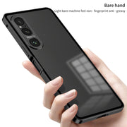 For Sony Xperia 1 V Snap Buckle Metal Frame Frosted Phone Case(Silver)