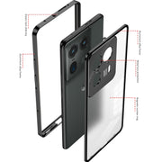 For Motorola Moto X50 Ultra Snap Buckle Metal Frame Frosted Phone Case(Pink)