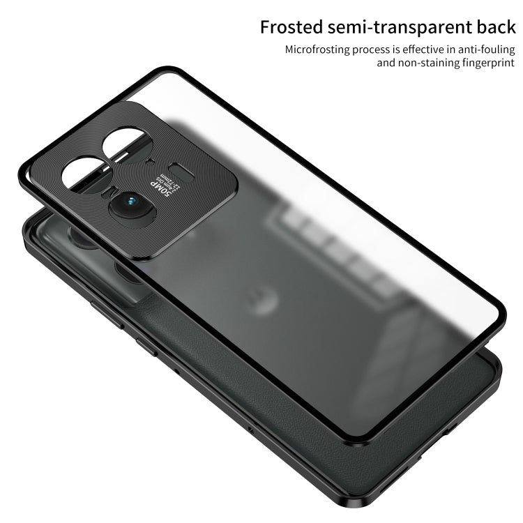 For Motorola Moto X50 Ultra Snap Buckle Metal Frame Frosted Phone Case(Black)