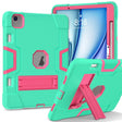 For iPad Air 11 2025 / 2024 Contrast Color Silicone Acrylic PC Tablet Case with Holder(Mint Green Rose Red) - iPad Air 11 2025 / 2024 Cases by PMC TechLife | Online Shopping South Africa | PMC TechLife | Buy Now Pay Later Mobicred