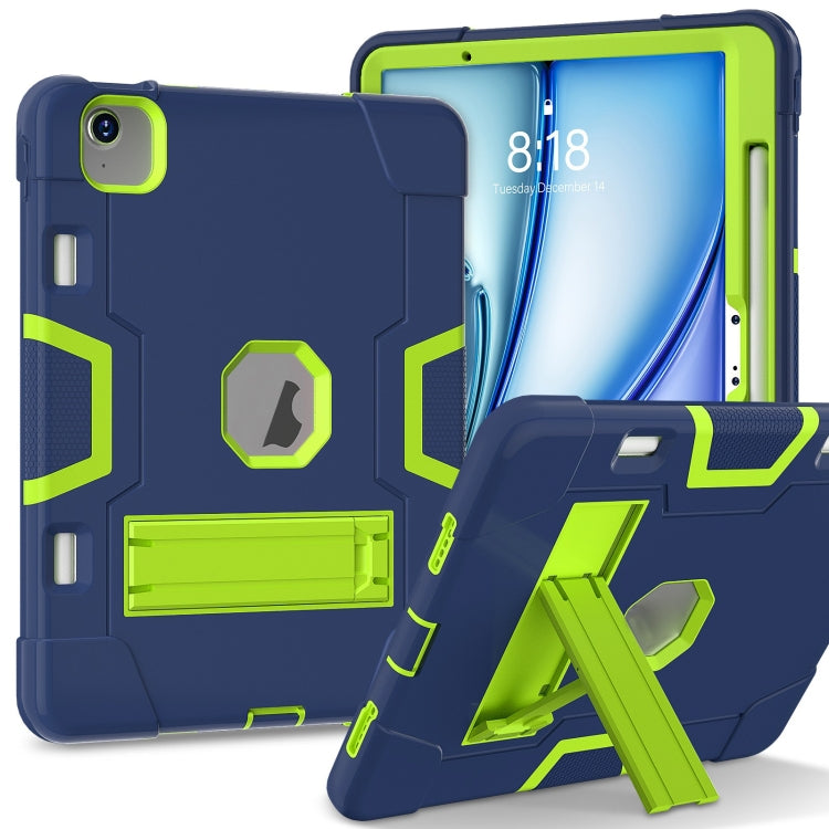 For iPad Air 11 2024 Contrast Color Silicone Acrylic PC Tablet Case with Holder(Navy Blue Yellow Green) - iPad Air 11 2024 Cases by PMC TechLife | Online Shopping South Africa | PMC TechLife | Buy Now Pay Later Mobicred