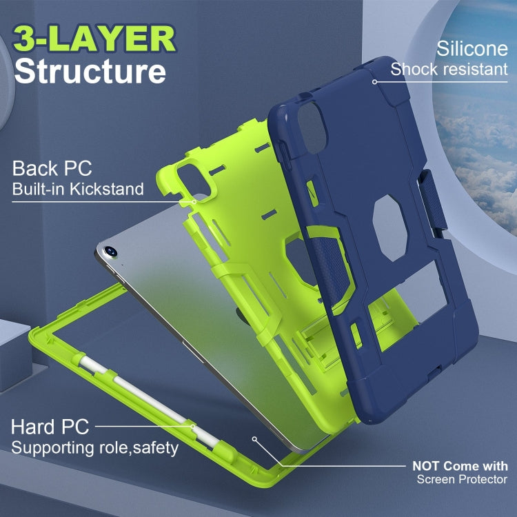 For iPad Air 11 2024 Contrast Color Silicone Acrylic PC Tablet Case with Holder(Navy Blue Yellow Green) - iPad Air 11 2024 Cases by PMC TechLife | Online Shopping South Africa | PMC TechLife | Buy Now Pay Later Mobicred