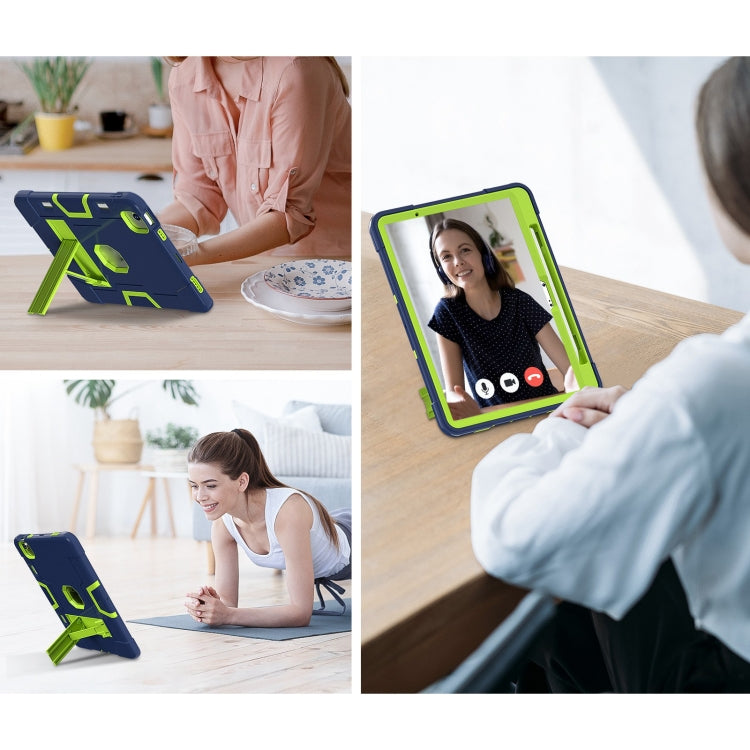 For iPad Air 11 2024 Contrast Color Silicone Acrylic PC Tablet Case with Holder(Navy Blue Yellow Green) - iPad Air 11 2024 Cases by PMC TechLife | Online Shopping South Africa | PMC TechLife | Buy Now Pay Later Mobicred