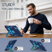 For iPad Air 11 2024 Contrast Color Silicone Acrylic PC Tablet Case with Holder(Navy Blue)