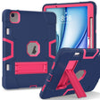 For iPad Air 11 2024 Contrast Color Silicone Acrylic PC Tablet Case with Holder(Navy Blue Rose Red) - iPad Air 11 2024 Cases by PMC TechLife | Online Shopping South Africa | PMC TechLife | Buy Now Pay Later Mobicred