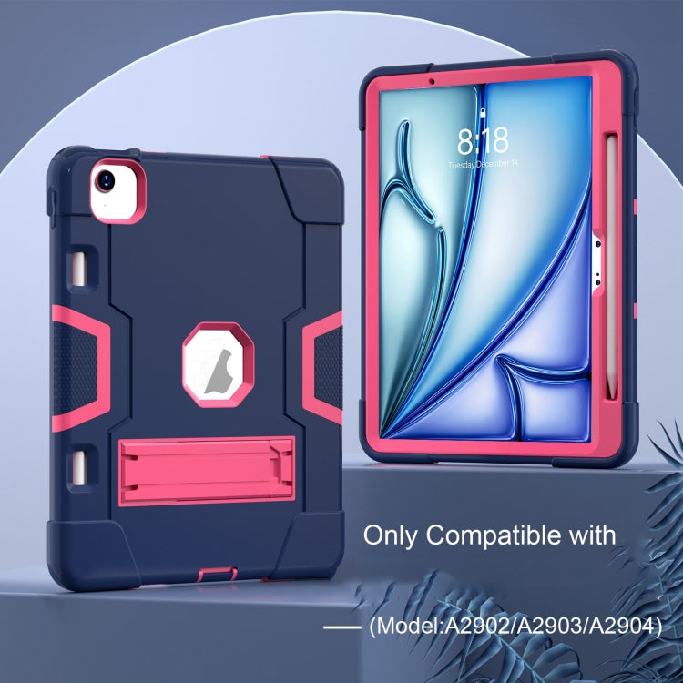 For iPad Air 11 2024 Contrast Color Silicone Acrylic PC Tablet Case with Holder(Navy Blue Rose Red) - iPad Air 11 2024 Cases by PMC TechLife | Online Shopping South Africa | PMC TechLife | Buy Now Pay Later Mobicred