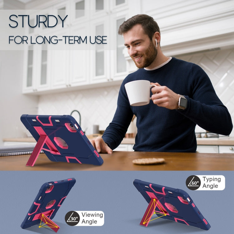 For iPad Air 11 2024 Contrast Color Silicone Acrylic PC Tablet Case with Holder(Navy Blue Rose Red) - iPad Air 11 2024 Cases by PMC TechLife | Online Shopping South Africa | PMC TechLife | Buy Now Pay Later Mobicred