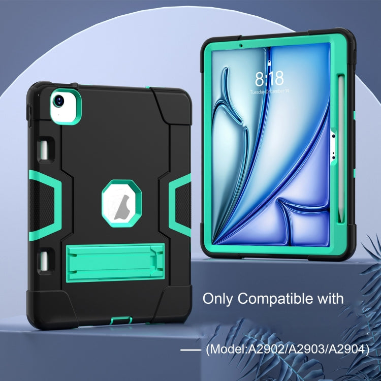 For iPad Air 11 2024 Contrast Color Silicone Acrylic PC Tablet Case with Holder(Black Mint Green) - iPad Air 11 2024 Cases by PMC TechLife | Online Shopping South Africa | PMC TechLife | Buy Now Pay Later Mobicred