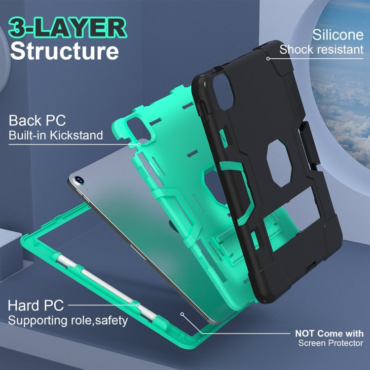 For iPad Air 11 2024 Contrast Color Silicone Acrylic PC Tablet Case with Holder(Black Mint Green) - iPad Air 11 2024 Cases by PMC TechLife | Online Shopping South Africa | PMC TechLife | Buy Now Pay Later Mobicred