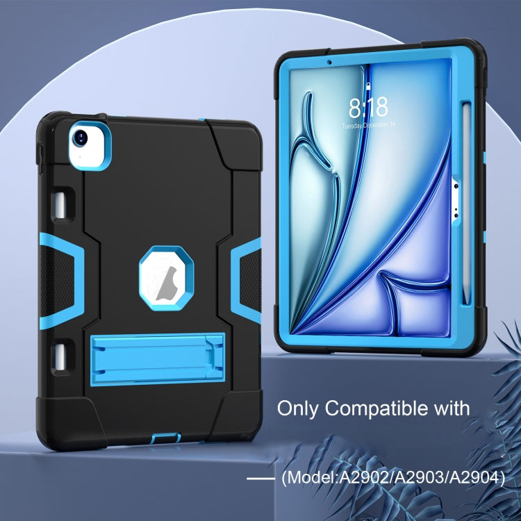 For iPad Air 11 2025 / 2024 Contrast Color Silicone Acrylic PC Tablet Case with Holder(Black Blue) - iPad Air 11 2025 / 2024 Cases by PMC TechLife | Online Shopping South Africa | PMC TechLife | Buy Now Pay Later Mobicred