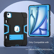 For iPad Air 11 2025 / 2024 Contrast Color Silicone Acrylic PC Tablet Case with Holder(Black Blue)