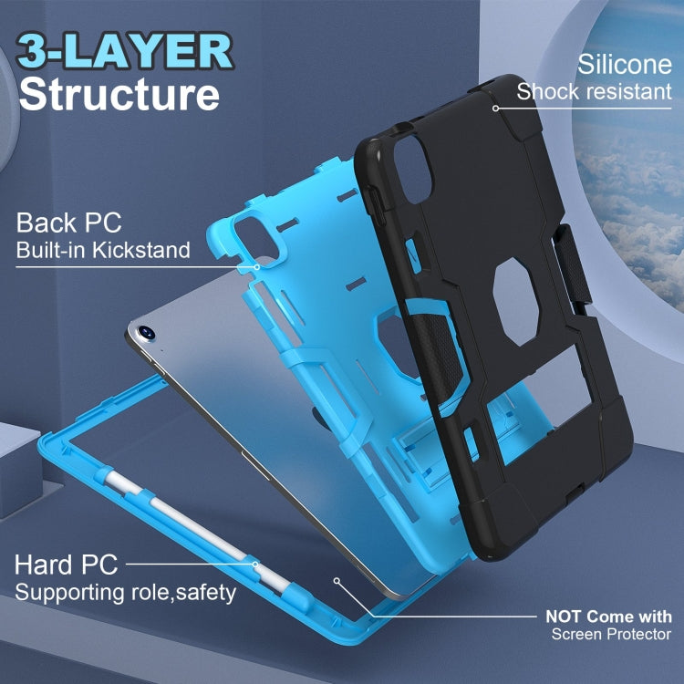 For iPad Air 11 2025 / 2024 Contrast Color Silicone Acrylic PC Tablet Case with Holder(Black Blue) - iPad Air 11 2025 / 2024 Cases by PMC TechLife | Online Shopping South Africa | PMC TechLife | Buy Now Pay Later Mobicred