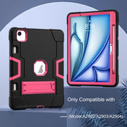 For iPad Air 11 2024 Contrast Color Silicone Acrylic PC Tablet Case with Holder(Black Rose Red)