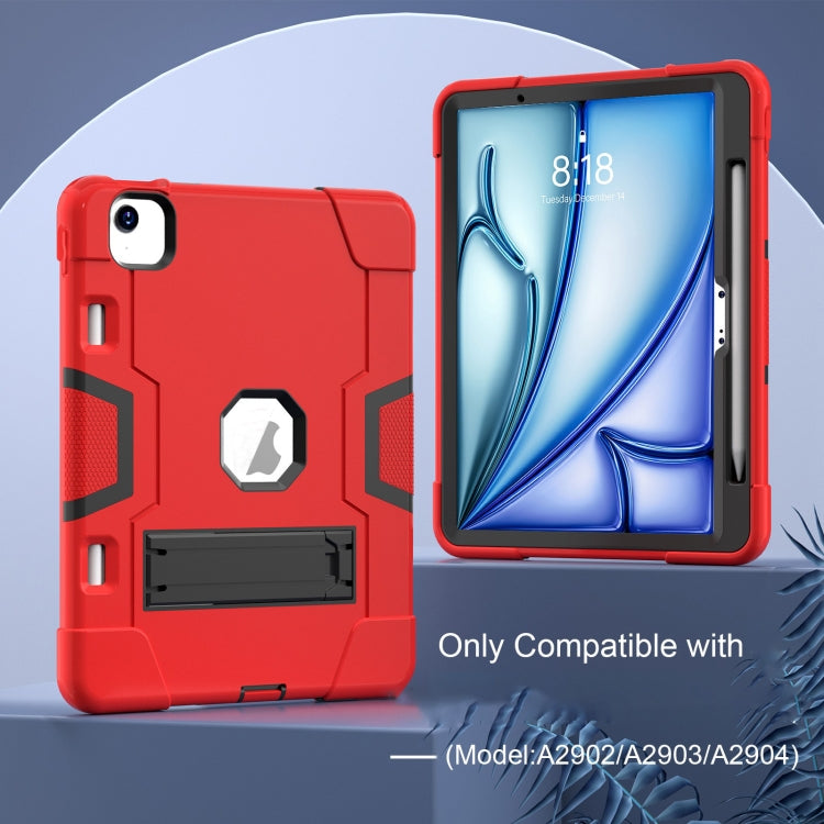 For iPad Air 11 2025 / 2024 Contrast Color Silicone Acrylic PC Tablet Case with Holder(Red Black) - iPad Air 11 2025 / 2024 Cases by PMC TechLife | Online Shopping South Africa | PMC TechLife | Buy Now Pay Later Mobicred