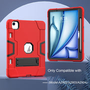 For iPad Air 11 2025 / 2024 Contrast Color Silicone Acrylic PC Tablet Case with Holder(Red Black)