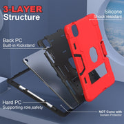 For iPad Air 11 2025 / 2024 Contrast Color Silicone Acrylic PC Tablet Case with Holder(Red Black)