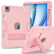 For iPad Air 11 2025 / 2024 Contrast Color Silicone Acrylic PC Tablet Case with Holder(Rose Gold) - iPad Air 11 2025 / 2024 Cases by PMC TechLife | Online Shopping South Africa | PMC TechLife | Buy Now Pay Later Mobicred