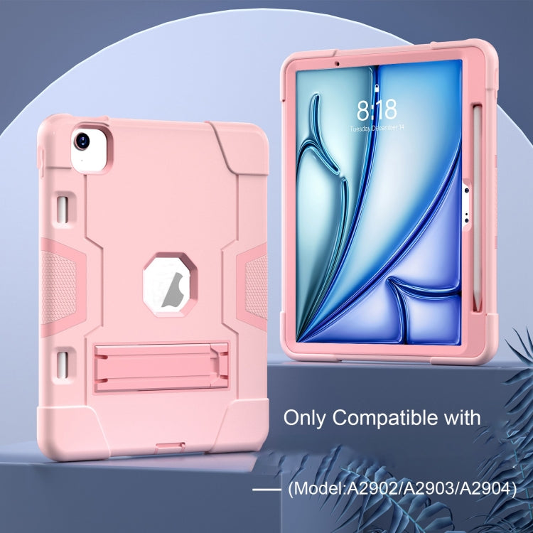 For iPad Air 11 2025 / 2024 Contrast Color Silicone Acrylic PC Tablet Case with Holder(Rose Gold) - iPad Air 11 2025 / 2024 Cases by PMC TechLife | Online Shopping South Africa | PMC TechLife | Buy Now Pay Later Mobicred