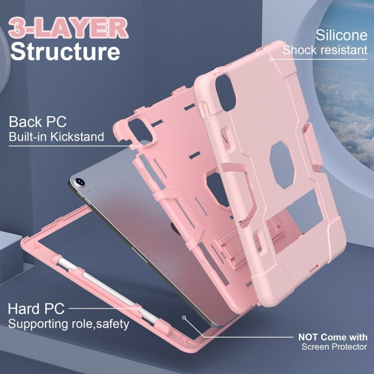 For iPad Air 11 2025 / 2024 Contrast Color Silicone Acrylic PC Tablet Case with Holder(Rose Gold) - iPad Air 11 2025 / 2024 Cases by PMC TechLife | Online Shopping South Africa | PMC TechLife | Buy Now Pay Later Mobicred