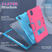 For iPad Air 11 2024 Contrast Color Silicone Acrylic PC Tablet Case with Holder(Rose Red Blue)