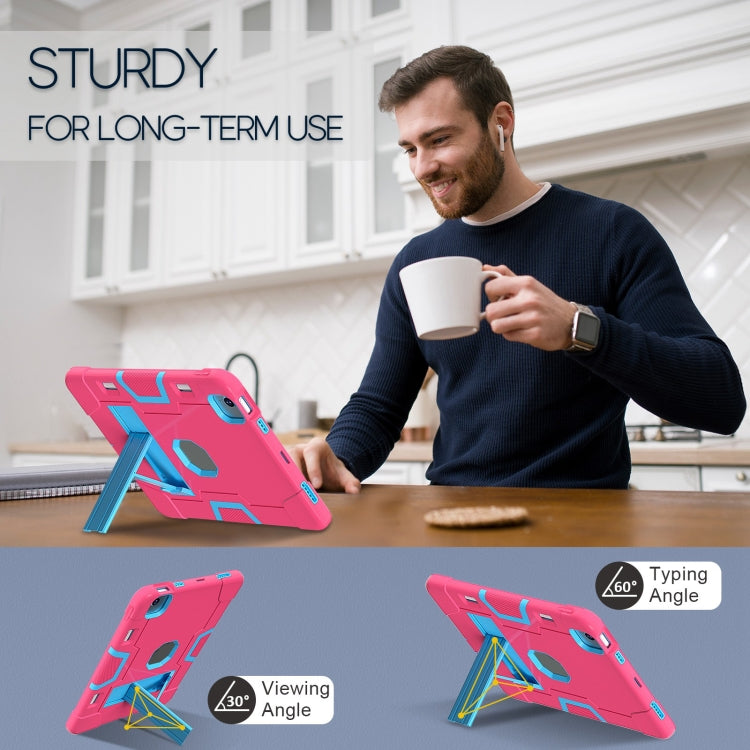 For iPad Air 11 2024 Contrast Color Silicone Acrylic PC Tablet Case with Holder(Rose Red Blue) - iPad Air 11 2024 Cases by PMC TechLife | Online Shopping South Africa | PMC TechLife | Buy Now Pay Later Mobicred