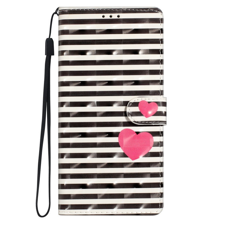 For Motorola Edge 2024 3D Pattern Leather Phone Case(Striped Heart)