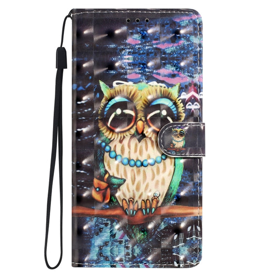 For Motorola Edge 2024 3D Pattern Leather Phone Case(Big-eyed owl)